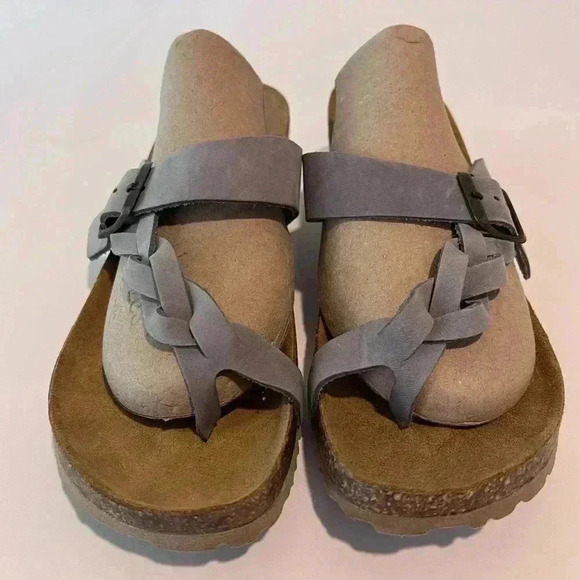 Mila Paoli Shoes - Mila Paoli Italian Gray Braided Leather wedge Cork Footbed sandals Size 9.5 EUC